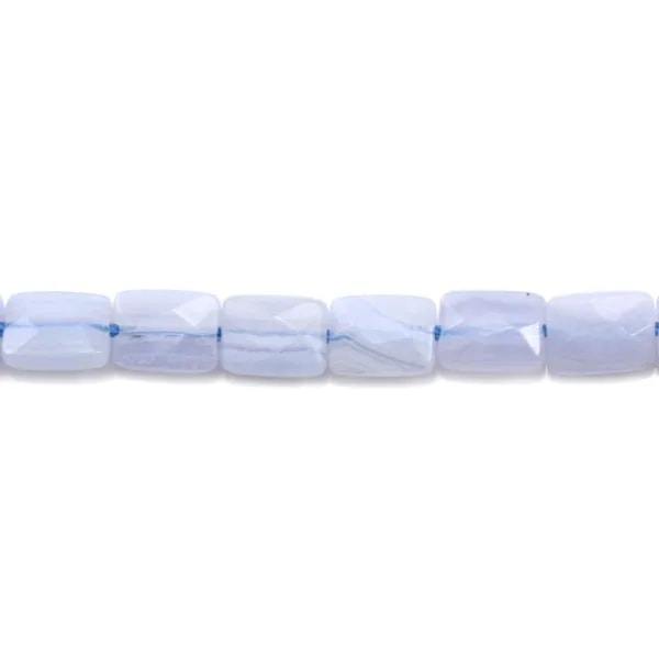 Calcédoine rectangle facette 8.5x6mm x 40cm