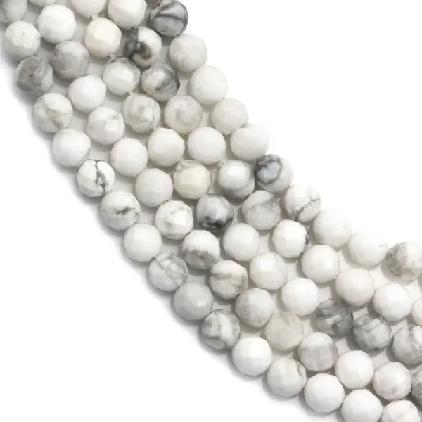 Holite Blanche ronde facette 3mm x 40cm