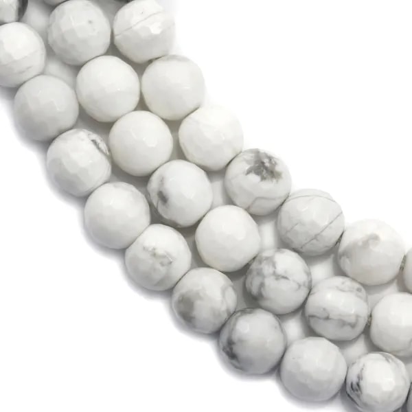 Holite Blanche ronde facette 6mm x 40cm