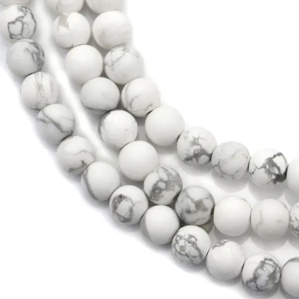 Howlite blanche matte ronde 6mm x 40cm