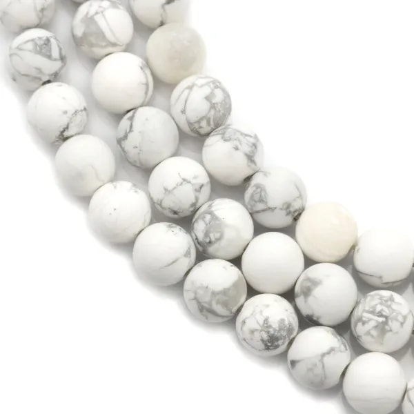 Howlite blanche matte ronde 6mm x 40cm