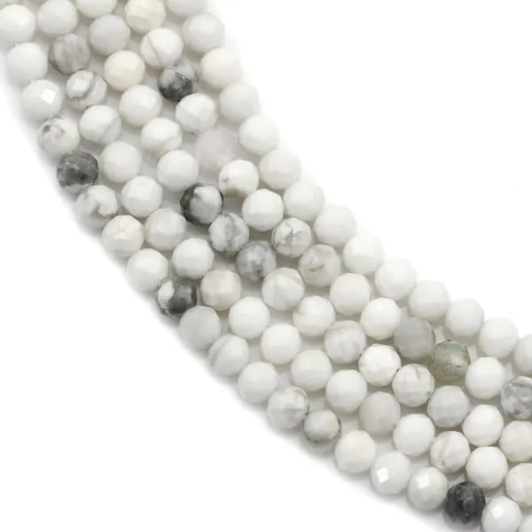 Howlite ronde facettée 2mm x 40cm