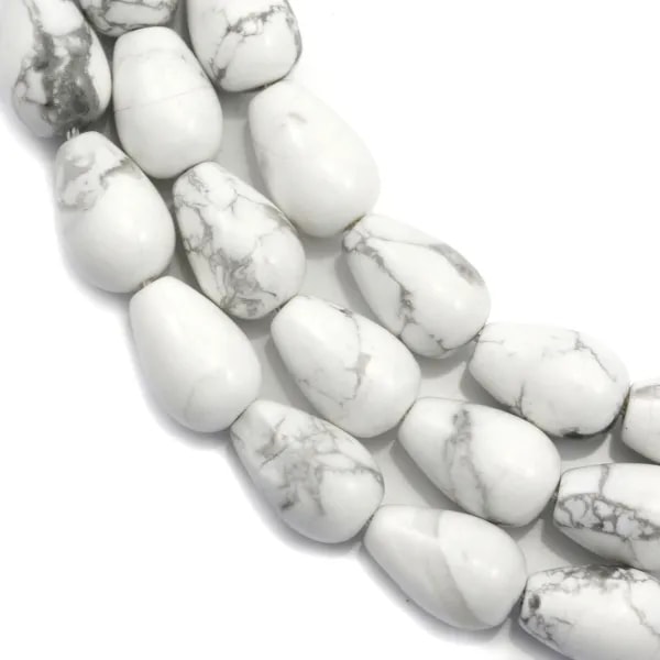 Howlite, en forme de goutte ronde lisse, 8 * 12mm x 40cm