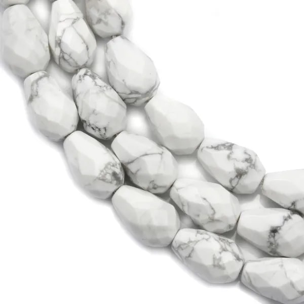 Howlite, in a faceted round drop shape, 8 * 12mm x 40cm