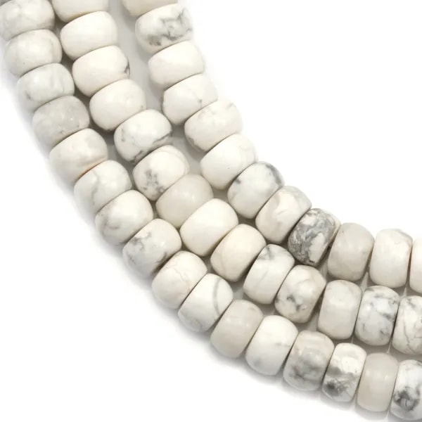 Howlite blanche, en forme de rondelle, 4x6mm x 40cm