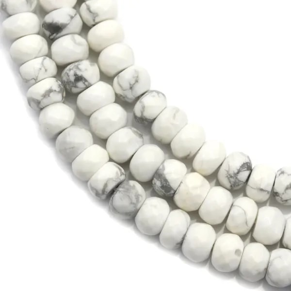 Howlite, in the shaped of a faceted roundel, 4 * 6mm x 40cm