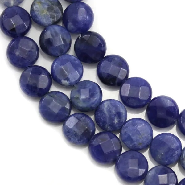 Sodalite rond plat facetté 8mm x 40cm