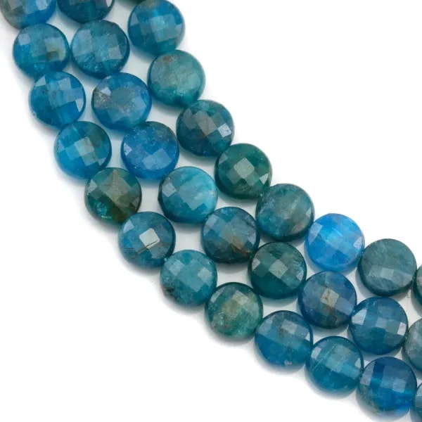Apatite bleu, de forme rond plat facette, 6mm x 39cm