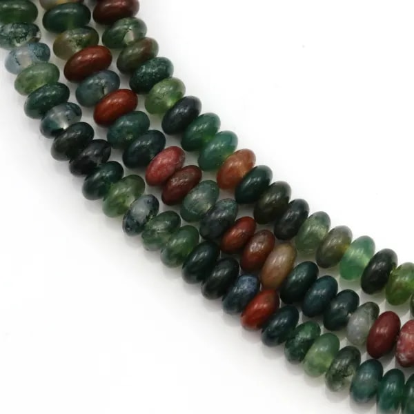 Agate mousse, en forme de rondelle , 2.5x4.5mm x 39cm