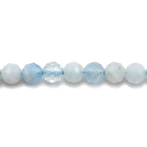 Aigue marine ronde facette 4mm x 40cm