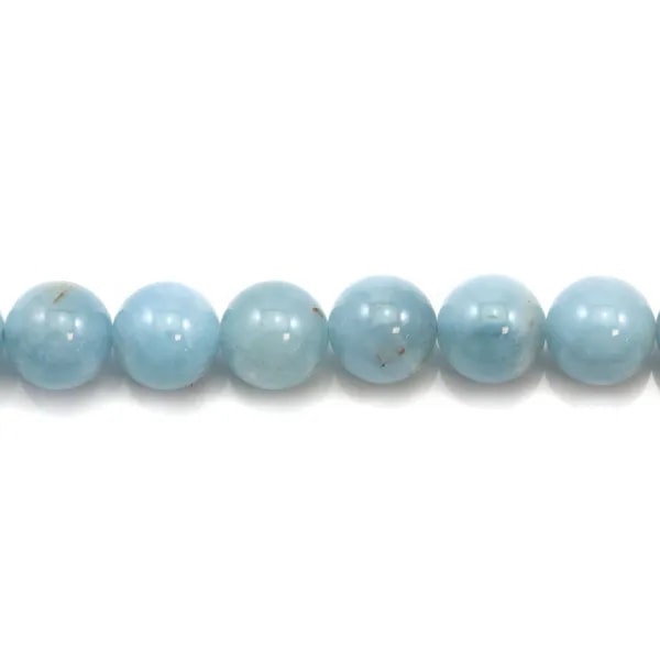 Aigue-Marine Rond 12mm x 2 perles