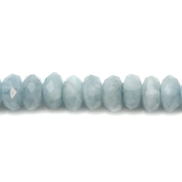 Aigue marine rondelle facette 4x6mm x 40cm