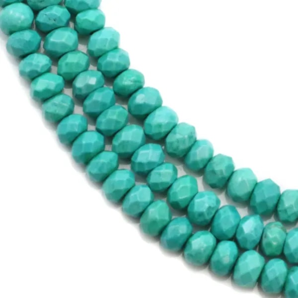 Turquoise reconstitué, en forme de rondelle facetté 4x2.5mm x 40cm