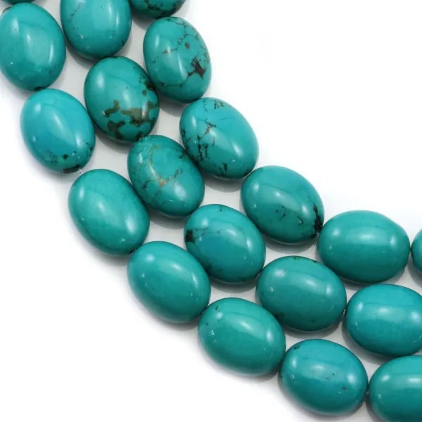 Turquoise reconstitue ovale 11x13mm x 40cm