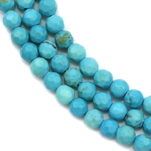 Turquoise reconstituted in the shape of round faceted, measuring 4mm x 40cm