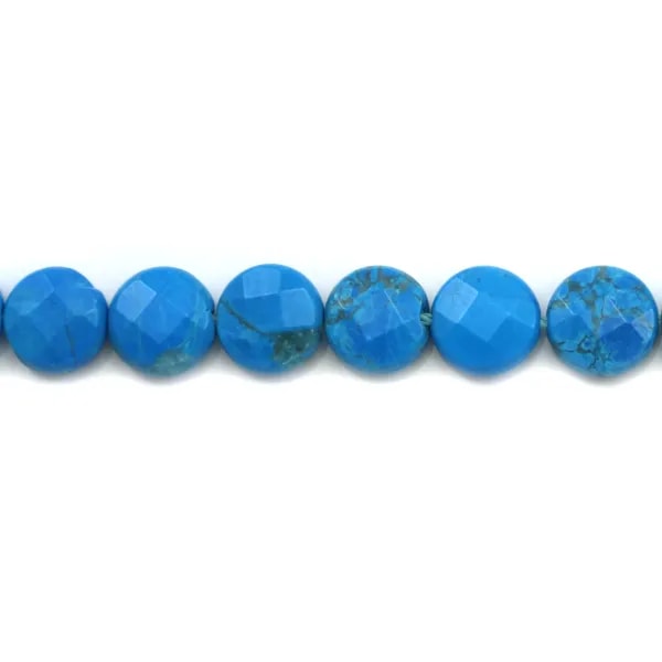 Turquoise reconstituée ronde plate facetté 8mm x 6pcs