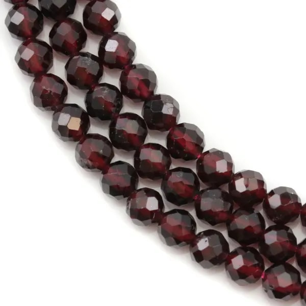 Grenat Rond Facette 4mm x 40cm