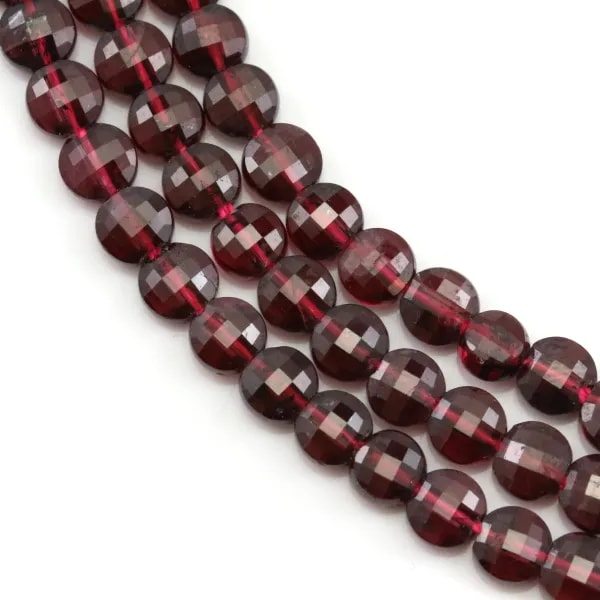 Grenat flat round faceted 4mm x 40cm