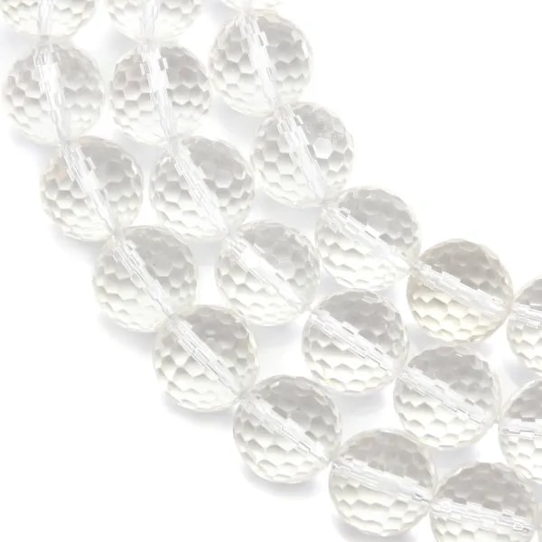 Rock Crystal Quartz Faceted Round 14mm x 40cm