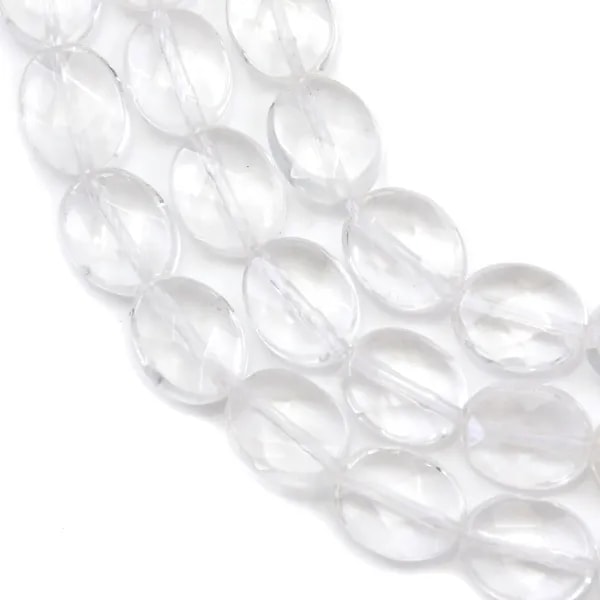 Cristal de roche Ovale Facette 10x14mm x 40cm