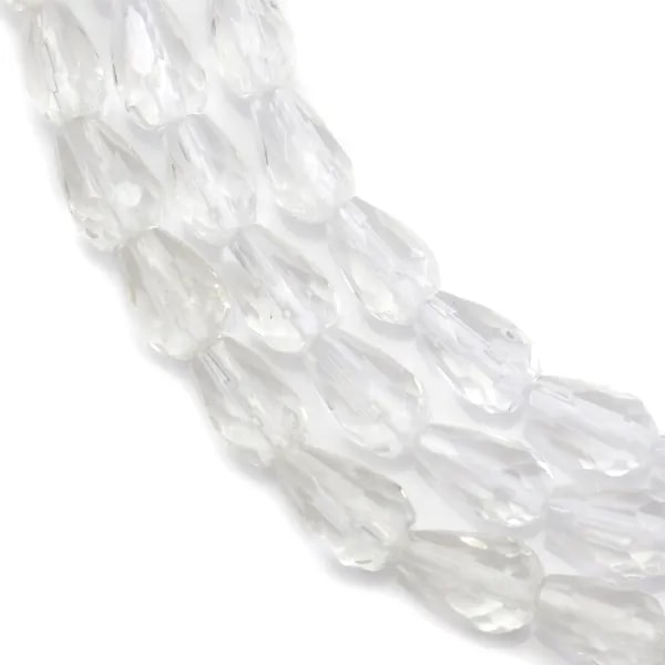 Cristal de roche Goutte Facette 6x9mm x 40cm