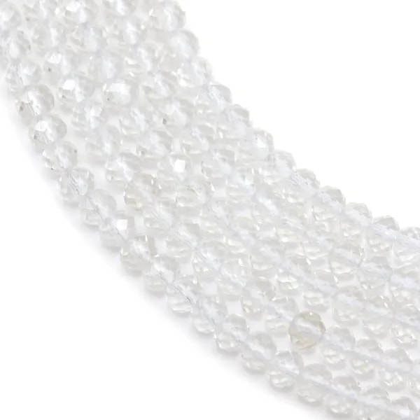 Cristal de roche rond plat facette 2mm x 40cm