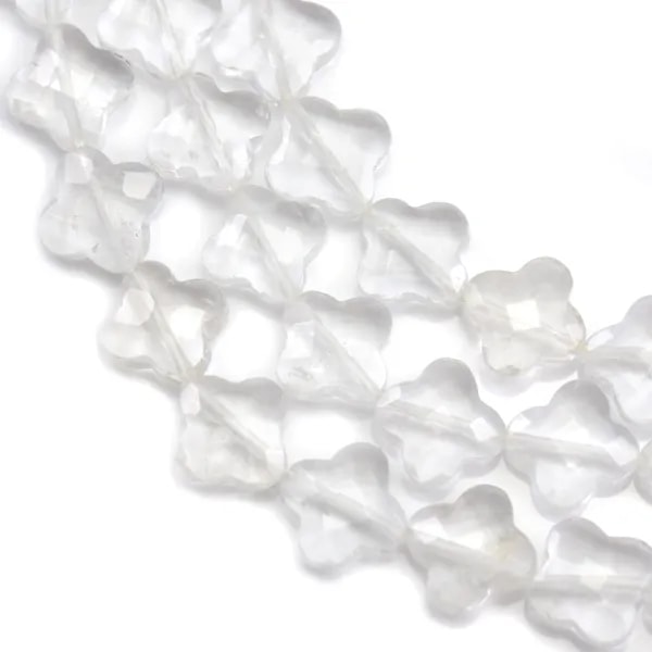 Cristal de roche trèfle facette 13 mm x 40cm  