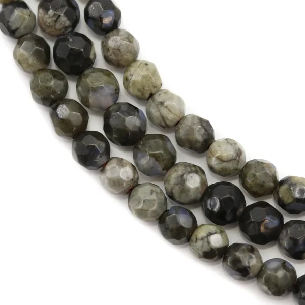 Opal grise ronde facette 4mm x 40cm