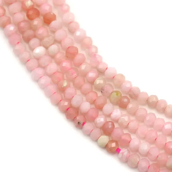 Opale rose rondelle facette 1.5x2.0mm x 40cm