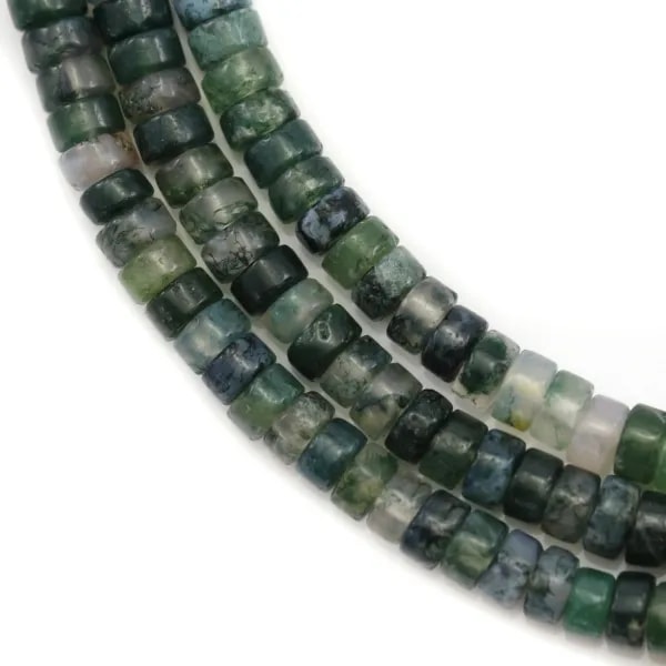 Agate mousse de forme rondelle 2x4mm x 40cm