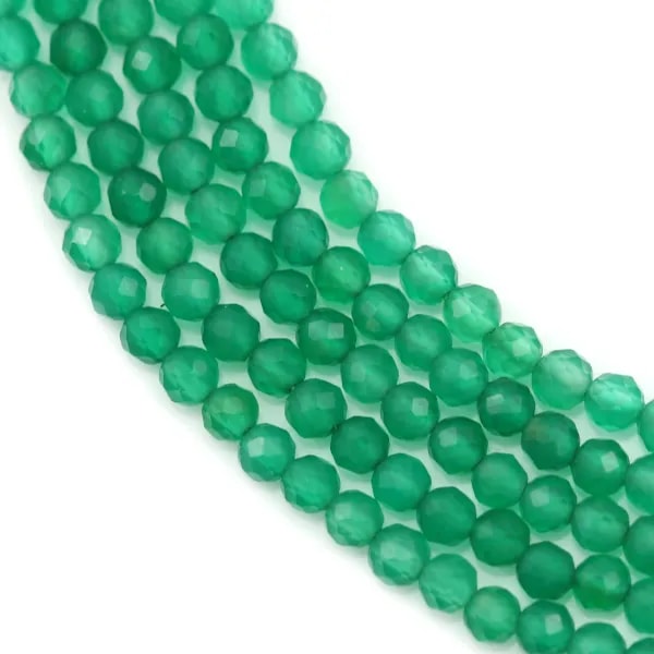 Agate vert rond facette 