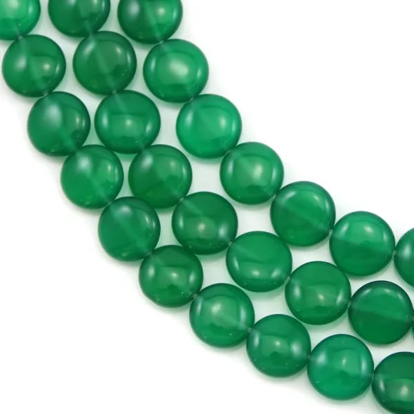 Agate verte goutte plat 6x8mm x 40cm