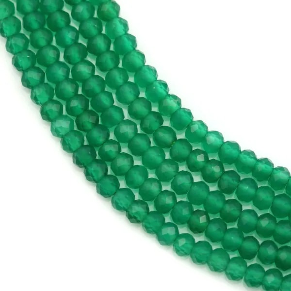 Agate verte rondelle facettée 2.80x4.10mm x 34cm