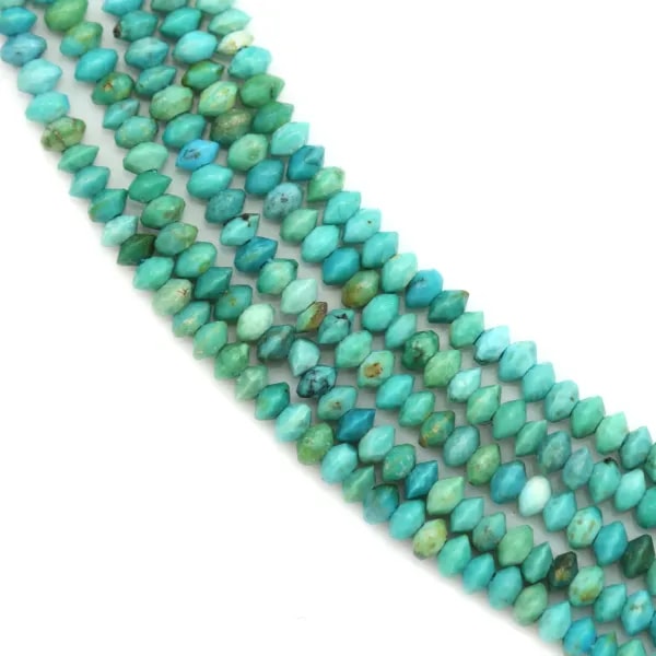 Turquoise rondelle boulier facette 1.3x2mm sur fil 39cm