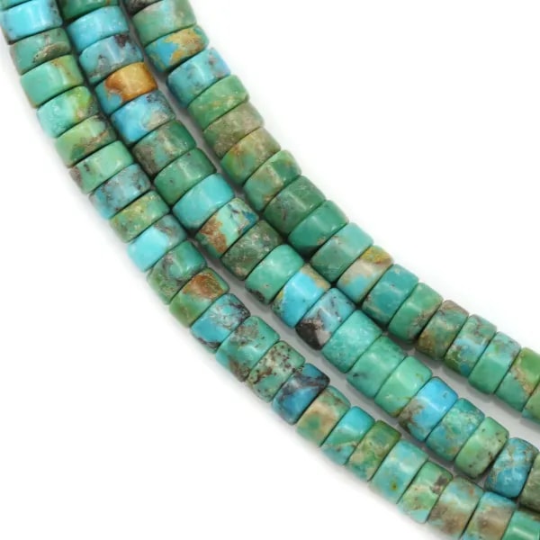 Turquoise, en forme de rondelle, 2x4mm x 39cm