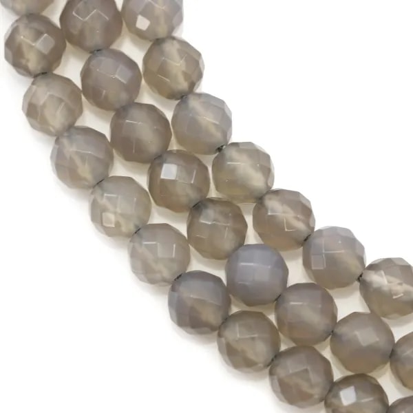 Agate grise Ronde facette 6mm x 40cm  