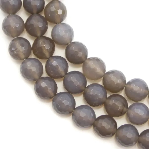 Agate grise Ronde facette 10mm x 40cm