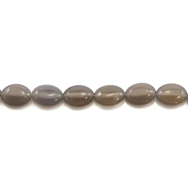 Agate grise ovale 13x18mm x 4pcs  