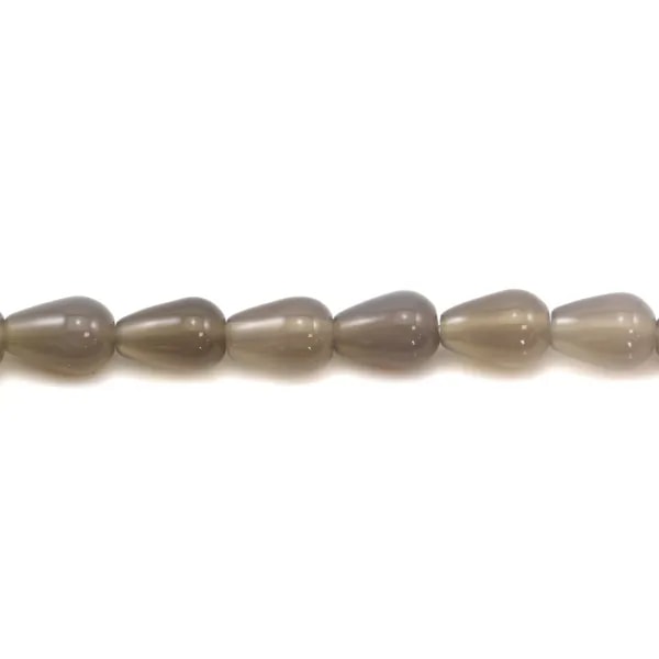 Agate grise goutte 10x15mm x 5pcs