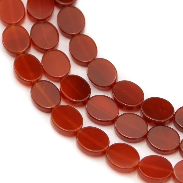 Agate rouge ovale 10x12mm x 40cm