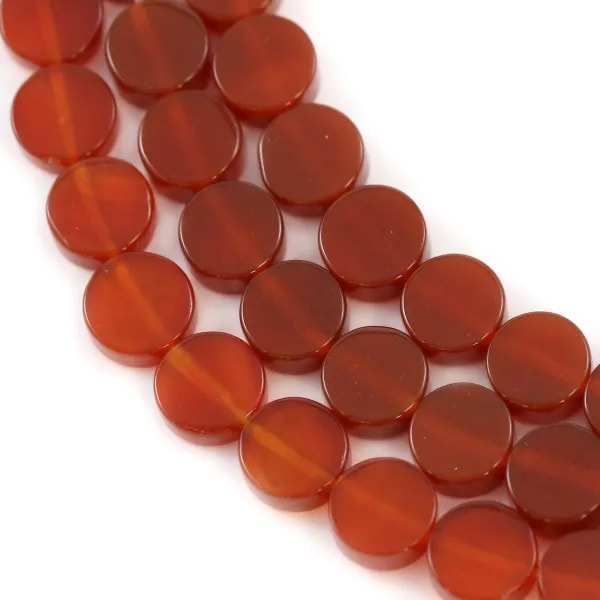 Agate rouge ovale plat 10x12mm x 40cm