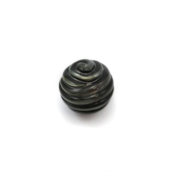 Pérola cultivada taitiana, esculpida redonda, 13-14mm x 1pc
