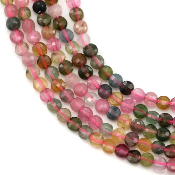 Tourmaline in shape of round faceted, 3mm x 40cm