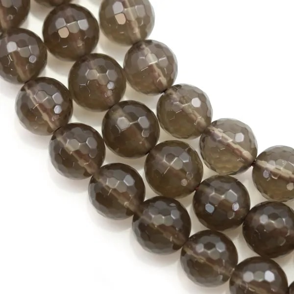 Quartz Fumé Ronde Facette 10mm x 40 cm 