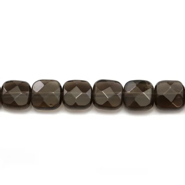 Quartz Fumé Carré Facette 8mm x 4PCS