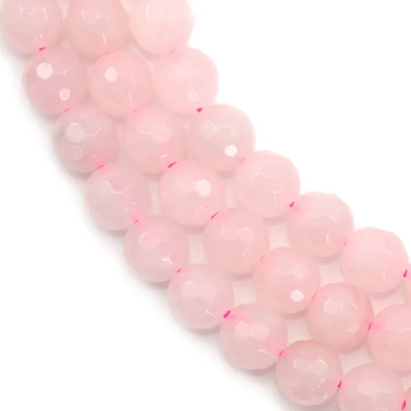 Quartz Rose Ronde Facette 6mm x 40cm 