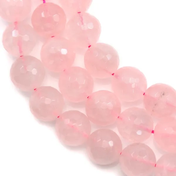 Quartz Rose Ronde Facette 14mm x 40cm 