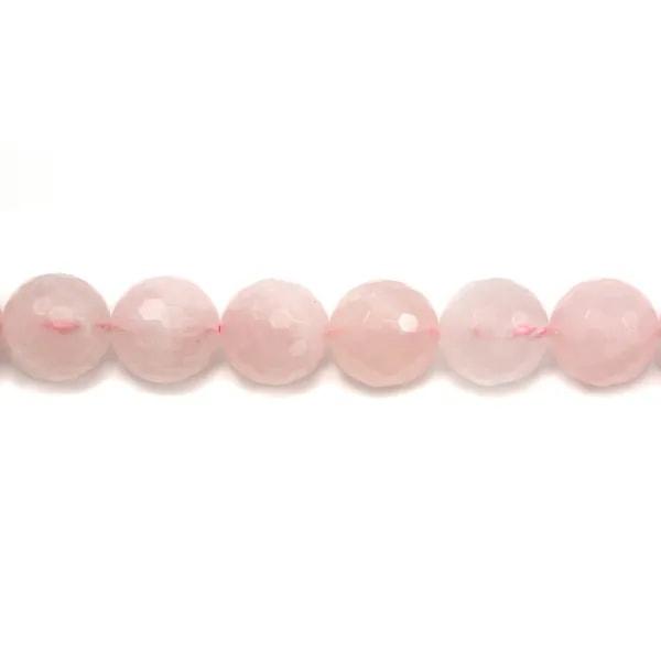 Quartz Rose Ronde Facette 16mm x 2pcs
