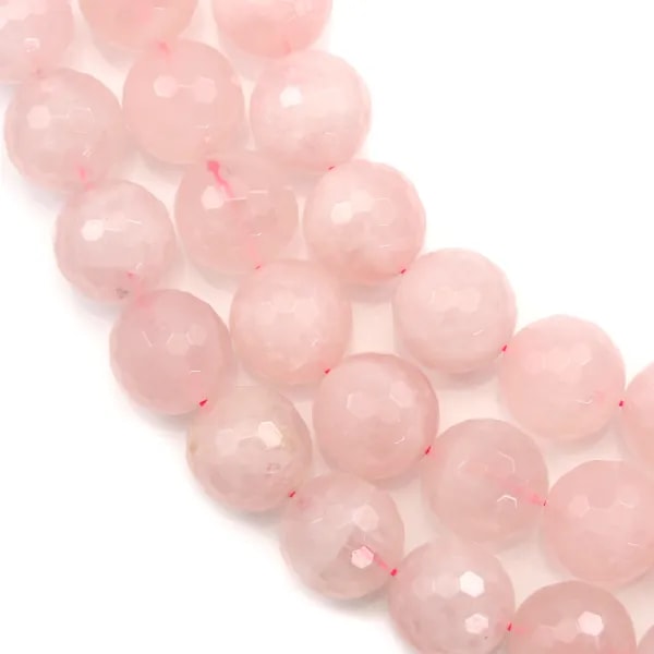 Quartz Rose Ronde Facette 16mm x 40cm 