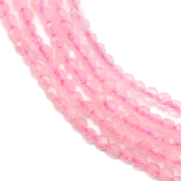 Quartz rose rond facette 2mm x 40cm